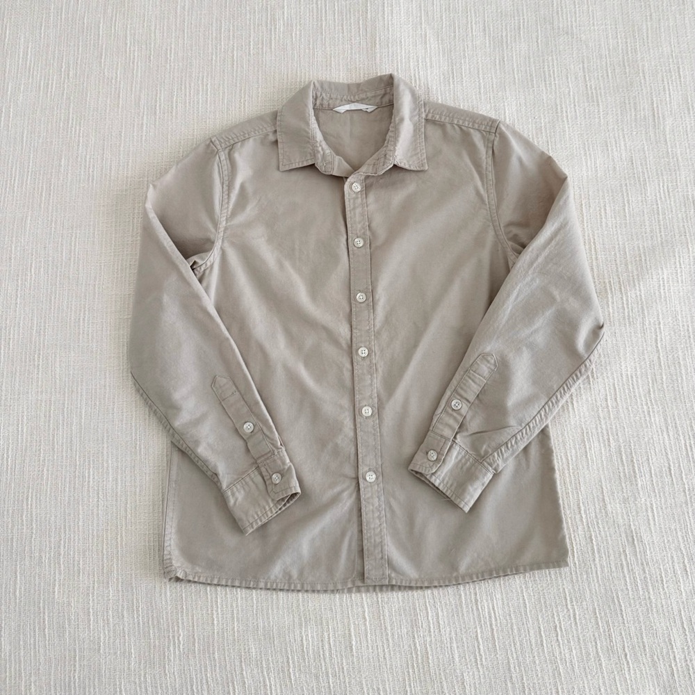 Boys Beige Button-Up Shirt